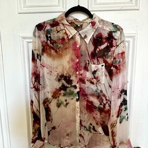 GUESS Sheer Watercolor Blouse